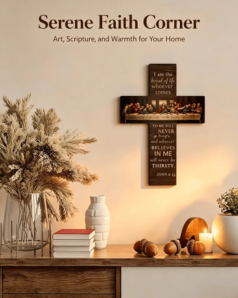 The Last Supper Vintage Wooden Cross Wall Decor
