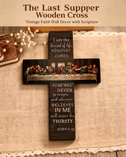 The Last Supper Vintage Wooden Cross Wall Decor