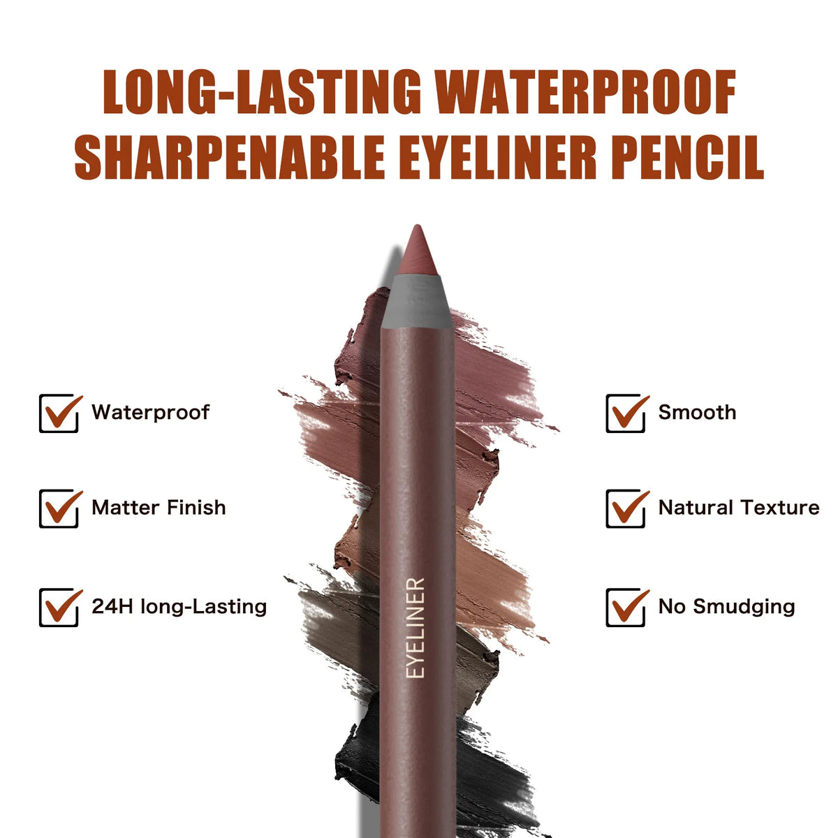 24HR Waterproof Eyeliner Pencil, Smudge-Proof Long-Lasting Smooth Cream Liner🖤