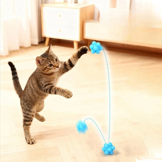 Cat Chew Ball Toy Silicone High Elasticity Bite-resistant Kitten Toy Cat Toy Supplies Teeth Cleaning Interactive Ball